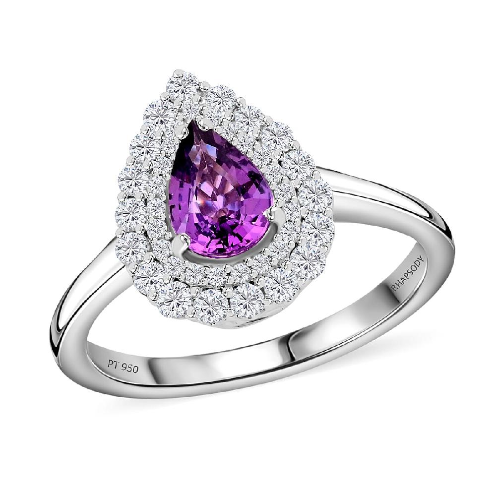 shop lc Chairman Collection Certified and Appraised Rhapsody AAAA Madagascar Purple Sapphire and E-F VS Diamond 1.10 ctw Ring in 950 Platinum 6.55 Grams