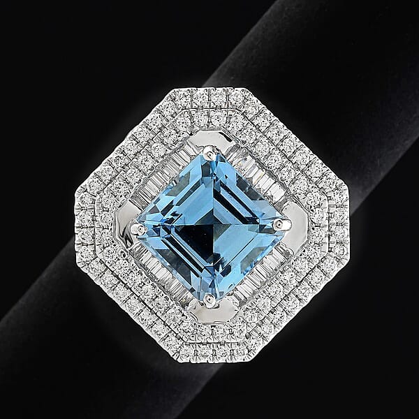 Shop Lc Chairman Collection Certified & Appraised Rhapsody 950 Platinum AAAA Santa Maria Aquamarine Diamond (E-F VS) (1.83 Cts) Ring (13.63 G) 6.65 Ctw