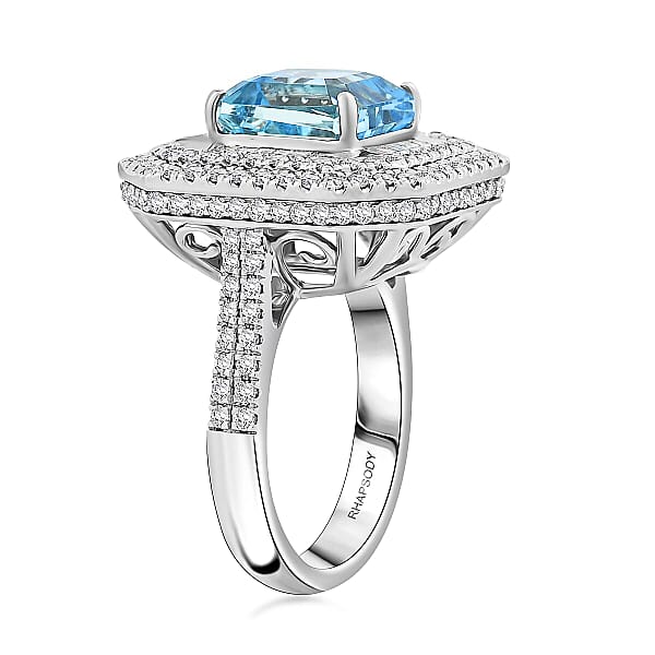 Shop Lc Chairman Collection Certified & Appraised Rhapsody 950 Platinum AAAA Santa Maria Aquamarine Diamond (E-F VS) (1.83 Cts) Ring (13.63 G) 6.65 Ctw