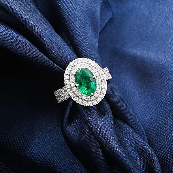 Shop Lc Chairman Collection Certified & Appraised Rhapsody AAAA Brazilian Emerald And E-F VS Diamond 3.35 Ctw Ring In 950 Platinum 12.50 Grams