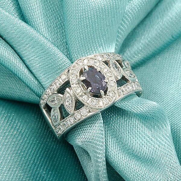 Shop Lc Chairman Vault Collection Certified & Appraised AAAA Brazilian Alexandrite And E-F VS Diamond 1.35 Ctw Ring In 900 Platinum 12.83 Grams