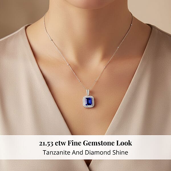 Shop Lc Chairman Vault Collection Certified & Appraised Rhapsody 950 Platinum AAAA Tanzanite And E-F VS Diamond Pendant Necklace 18 Inches 20.25 Grams 21.53 Ctw