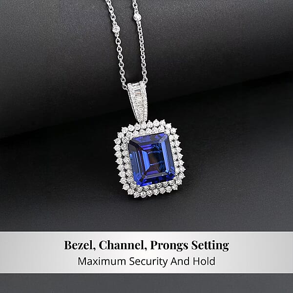 Shop Lc Chairman Vault Collection Certified & Appraised Rhapsody 950 Platinum AAAA Tanzanite And E-F VS Diamond Pendant Necklace 18 Inches 20.25 Grams 21.53 Ctw