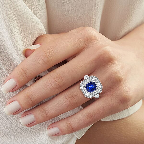 Shop Lc Chairman Vault Collection Certified & Appraised Rhapsody AAAA Ceylon Blue Sapphire And E-F VS Diamond 4.20 Ctw Ring In 950 Platinum 9.31 Grams