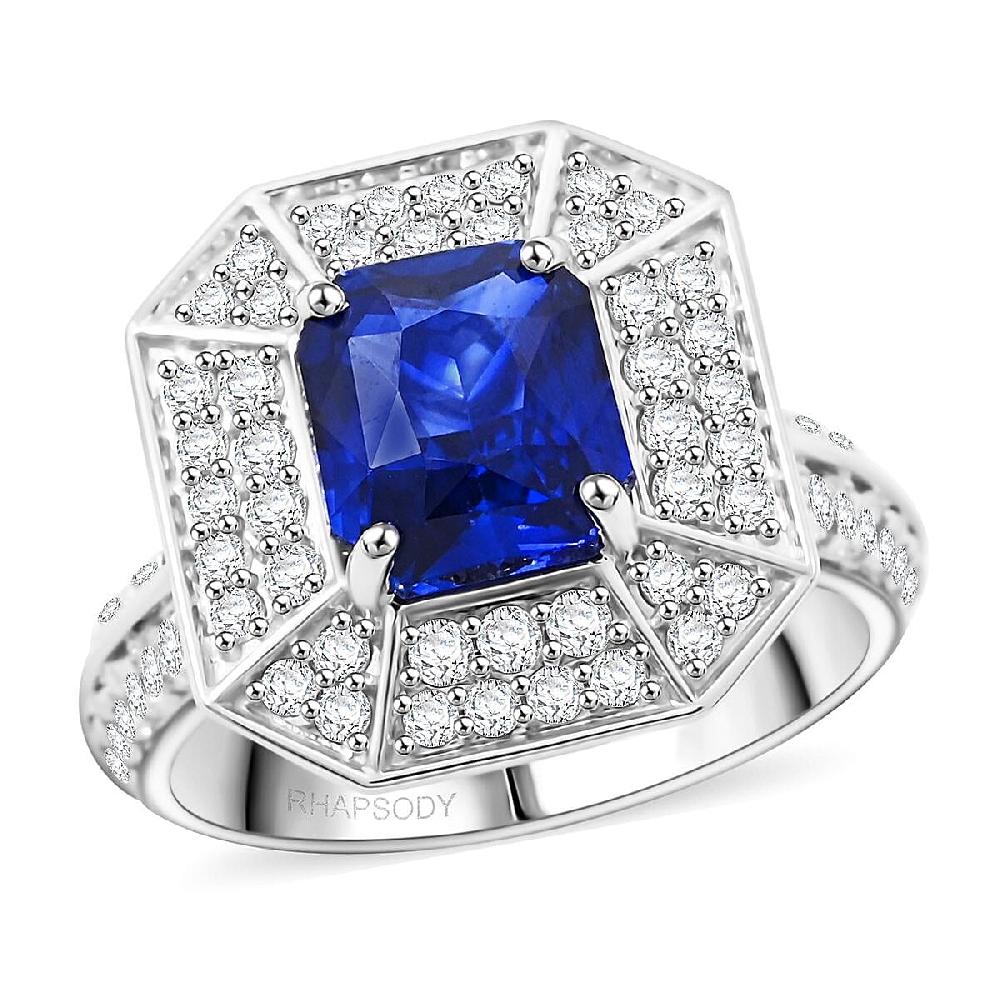 shop lc Chairman Vault Collection Certified & Appraised Rhapsody AAAA Ceylon Blue Sapphire and E-F VS Diamond 4.20 ctw Ring in 950 Platinum 9.31 Grams