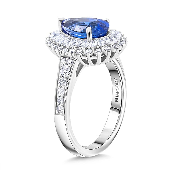 Shop Lc Chairman Vault Collection Certified & Appraised Rhapsody AAAA Ceylon Blue Sapphire And E-F VS Diamond 4.10 Ctw Ring In 950 Platinum 10.20 Grams