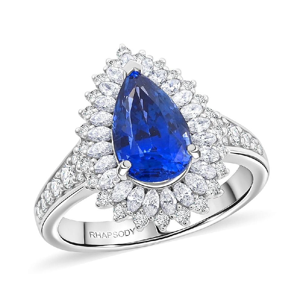 shop lc Chairman Vault Collection Certified & Appraised Rhapsody AAAA Ceylon Blue Sapphire and E-F VS Diamond 4.10 ctw Ring in 950 Platinum 10.20 Grams