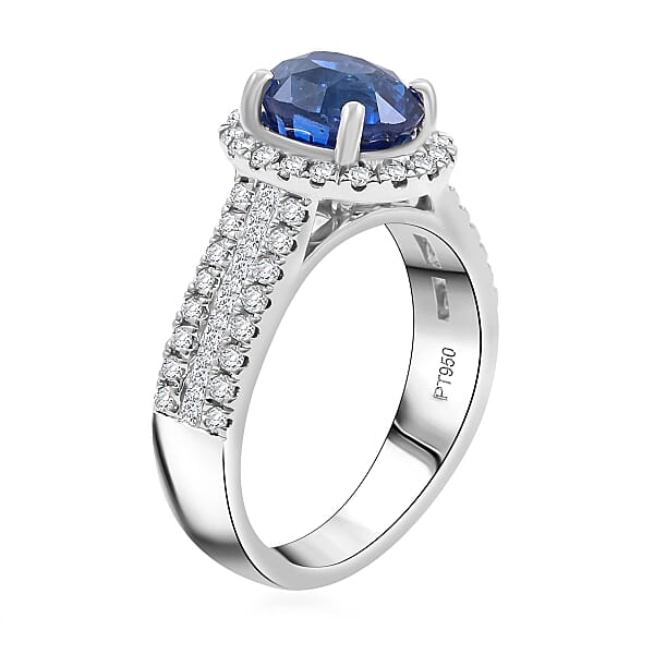 Shop Lc Chairman Vault Collection Certified & Appraised Rhapsody AAAA Ceylon Blue Sapphire And E-F VS Diamond 4.30 Ctw Ring In 950 Platinum 9.71 Grams
