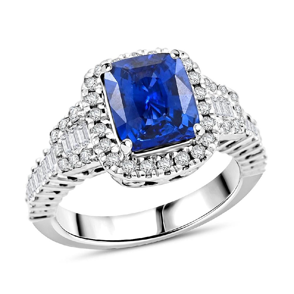 shop lc Chairman Vault Collection Certified & Appraised Rhapsody AAAA Ceylon Blue Sapphire and E-F VS Diamond 4.21 ctw Ring in 950 Platinum 10.67 Grams