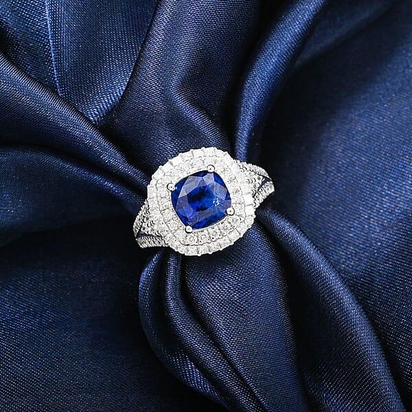 Shop Lc Chairman Vault Collection Certified & Appraised Rhapsody AAAA Ceylon Blue Sapphire And E-F VS Diamond 4.30 Ctw Ring In 950 Platinum 12.79 Grams