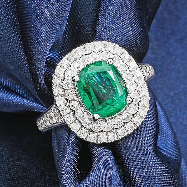 Shop Lc Chairman Vault Collection Certified & Appraised Rhapsody AAAA Kagem Zambian Emerald And E-F VS Diamond 3.40 Ctw Ring In 950 Platinum 11.36 Grams