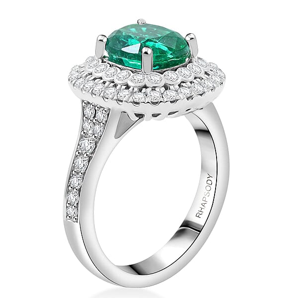 Shop Lc Chairman Vault Collection Certified & Appraised Rhapsody AAAA Kagem Zambian Emerald And E-F VS Diamond 3.40 Ctw Ring In 950 Platinum 11.36 Grams