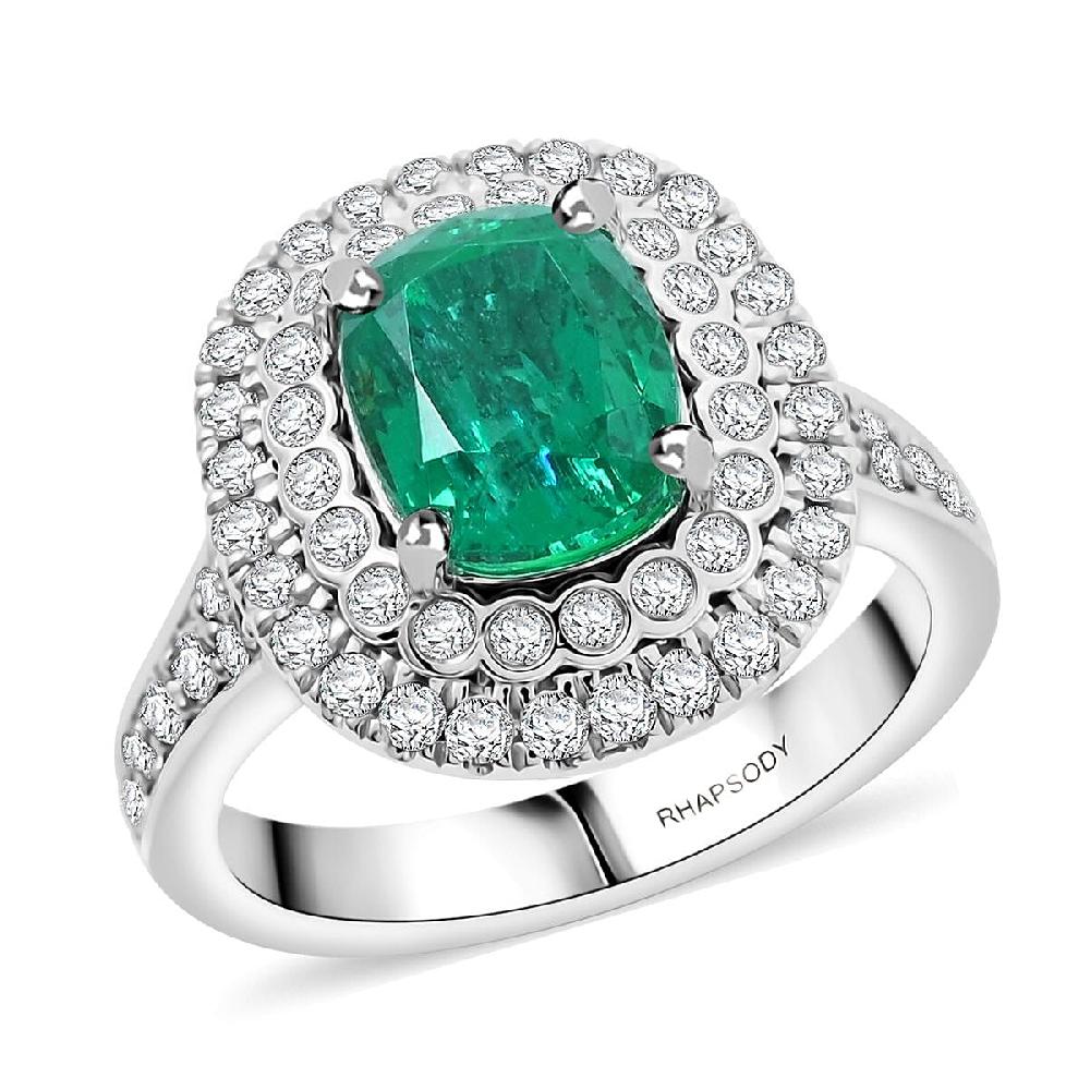 shop lc Chairman Vault Collection Certified & Appraised Rhapsody AAAA Kagem Zambian Emerald and E-F VS Diamond 3.40 ctw Ring in 950 Platinum 11.36 Grams