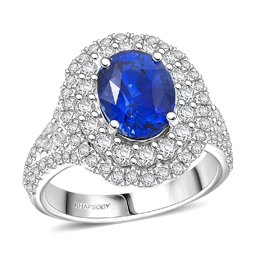 shop lc Chairman Vault Collection Certified & Appraised Rhapsody AAAA Ceylon Blue Sapphire and E-F VS Diamond 4.75 ctw Ring in 950 Platinum 10.48 Grams