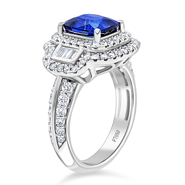 Shop Lc Chairman Vault Collection Certified & Appraised Rhapsody AAAA Ceylon Blue Sapphire And E-F VS Diamond 4.70 Ctw Ring In 950 Platinum 12.21 Grams