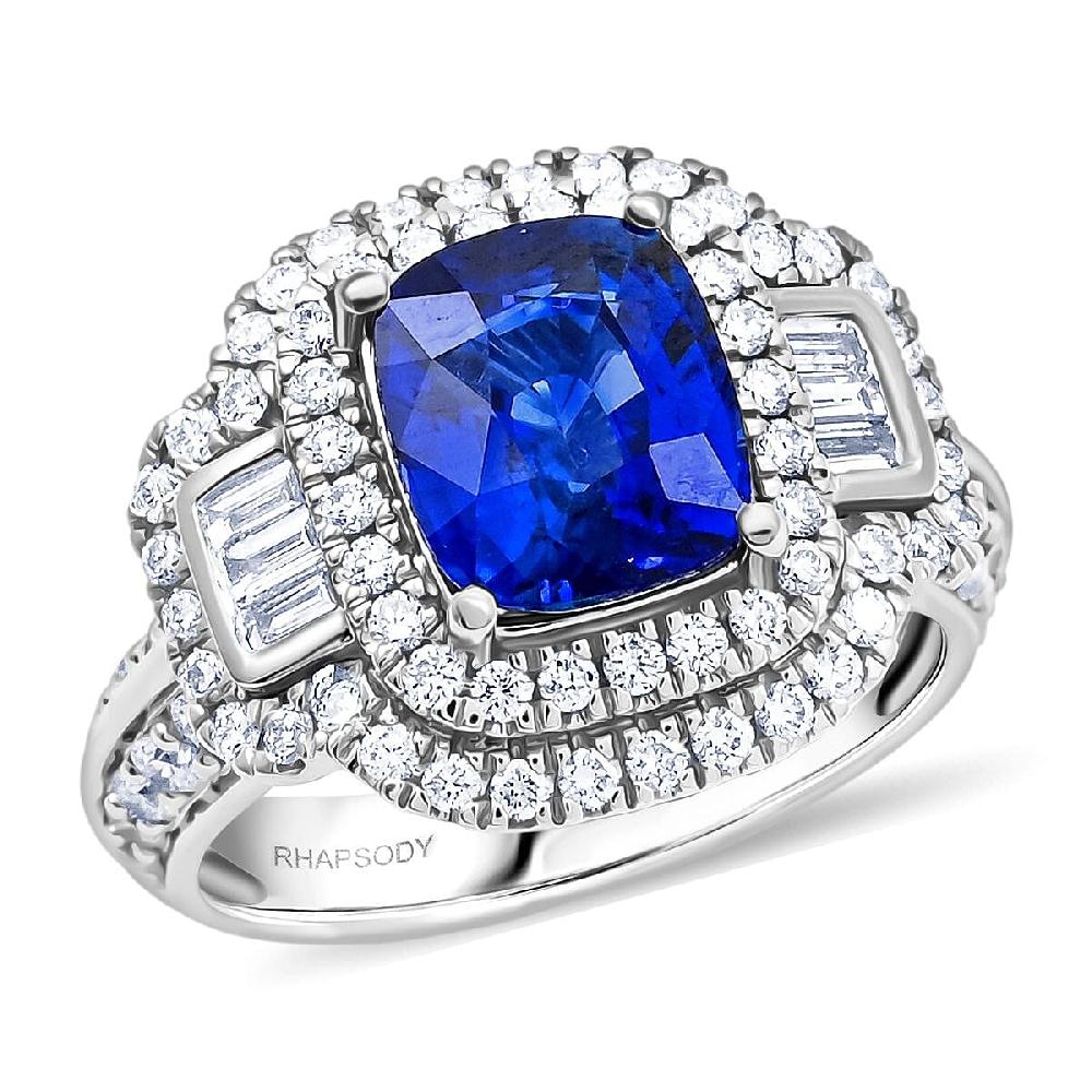 shop lc Chairman Vault Collection Certified & Appraised Rhapsody AAAA Ceylon Blue Sapphire and E-F VS Diamond 4.70 ctw Ring in 950 Platinum 12.21 Grams