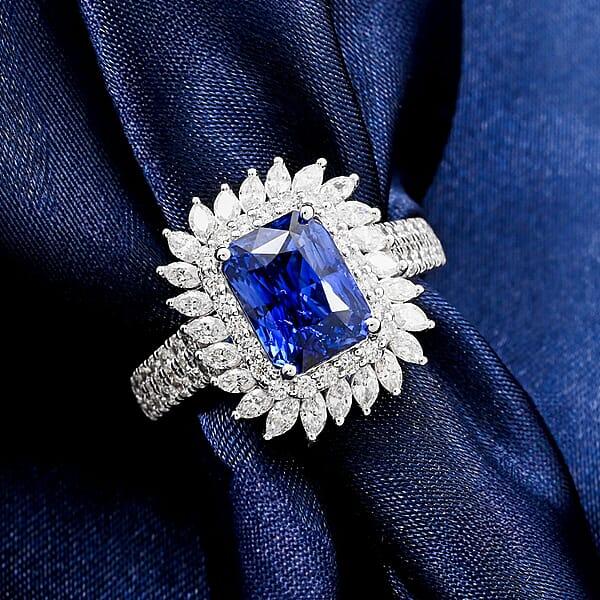 Shop Lc Chairman Vault Collection Certified & Appraised Rhapsody AAAA Ceylon Blue Sapphire And E-F VS Diamond 4.55 Ctw Ring In 950 Platinum 10.20 Grams