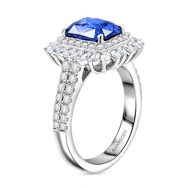 Shop Lc Chairman Vault Collection Certified & Appraised Rhapsody AAAA Ceylon Blue Sapphire And E-F VS Diamond 4.55 Ctw Ring In 950 Platinum 10.20 Grams