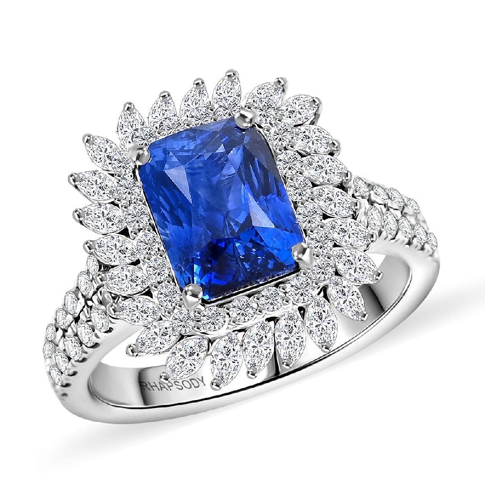 shop lc Chairman Vault Collection Certified & Appraised Rhapsody AAAA Ceylon Blue Sapphire and E-F VS Diamond 4.55 ctw Ring in 950 Platinum 10.20 Grams