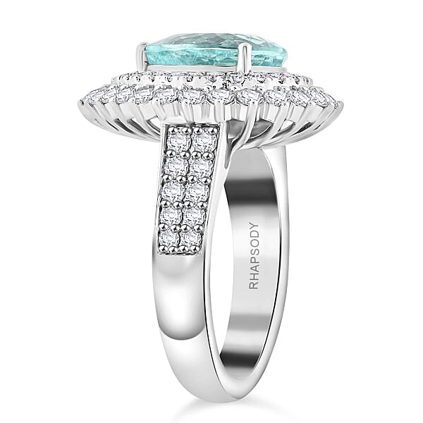 Shop Lc Chairman Vault Collection Certified & Appraised Rhapsody AAAA Paraiba Tourmaline And E-F VS Diamond 5.40 Ctw Ring In 950 Platinum 14.45 Grams