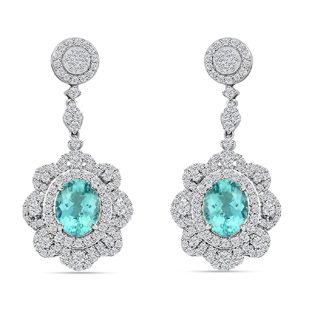 shop lc Chairman Vault Collection Certified & Appraised Rhapsody AAAA Paraiba Tourmaline and E-F VS Diamond 5.51 ctw Earrings in 950 Platinum 15.80 Grams