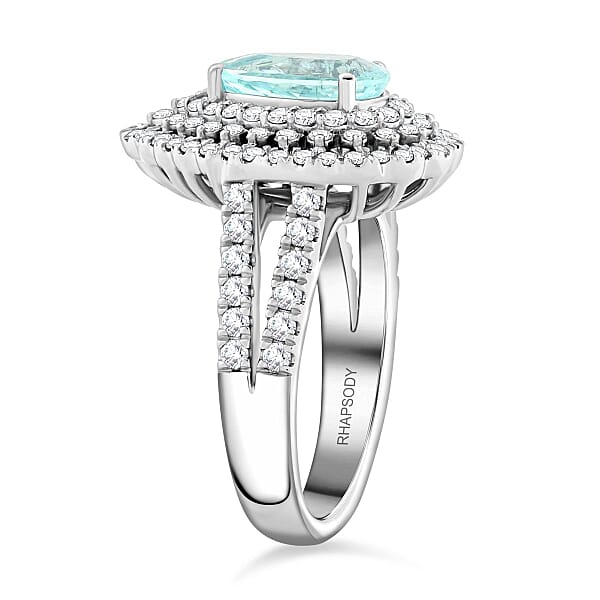 Shop Lc Chairman Vault Collection Certified & Appraised Rhapsody AAAA Paraiba Tourmaline And E-F VS Diamond 4.35 Ctw Ring In 950 Platinum 12.85 Grams