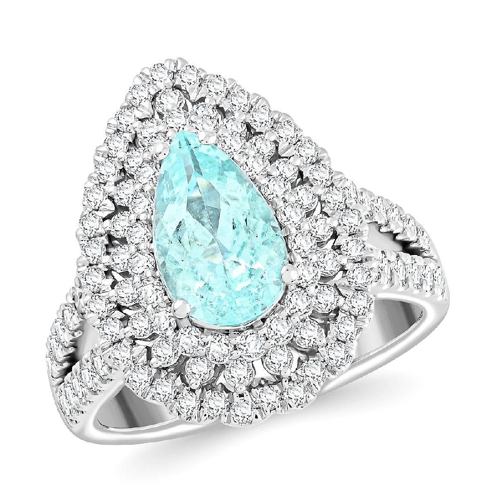 shop lc Chairman Vault Collection Certified & Appraised Rhapsody AAAA Paraiba Tourmaline and E-F VS Diamond 4.35 ctw Ring in 950 Platinum 12.85 Grams