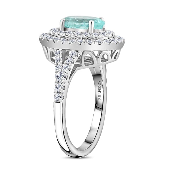 Shop Lc Chairman Vault Collection Certified & Appraised Rhapsody AAAA Paraiba Tourmaline And E-F VS Diamond 2.75 Ctw Ring In 950 Platinum 9.25 Grams
