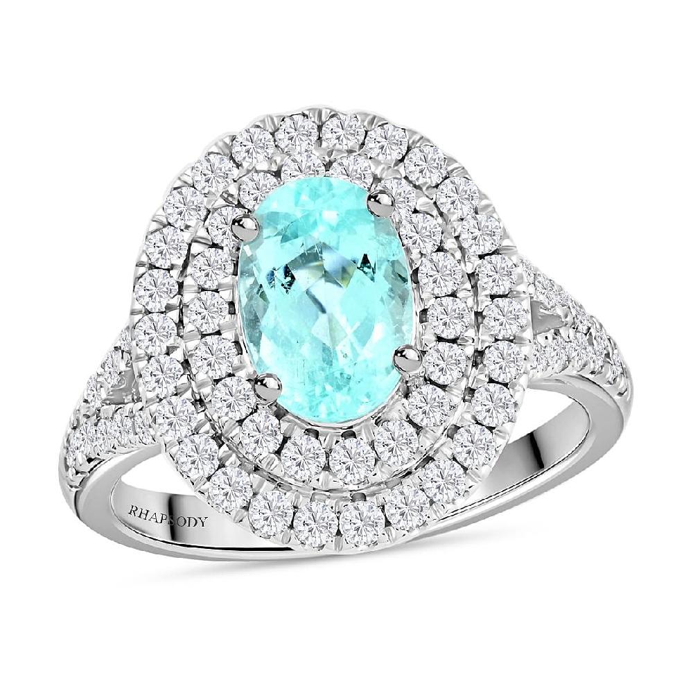 shop lc Chairman Vault Collection Certified & Appraised Rhapsody AAAA Paraiba Tourmaline and E-F VS Diamond 2.75 ctw Ring in 950 Platinum 9.25 Grams