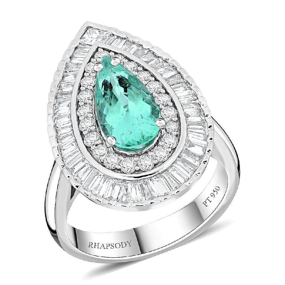 shop lc Chairman Vault Collection Certified & Appraised Rhapsody 950 Platinum AAAA Paraiba Tourmaline and E-F VS Diamond Ring 13.21 Grams 3.20 ctw