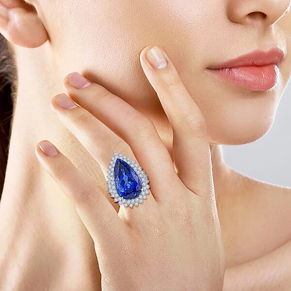 Shop Lc Chairman Vault Collection Certified & Appraised Rhapsody 950 Platinum AAAA Tanzanite And E-F VS Diamond Ring 17.23 Grams 21.15 Ctw