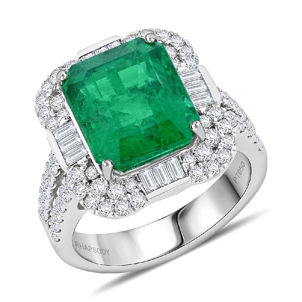 shop lc Chairman Vault Collection Certified & Appraised Rhapsody 950 Platinum AAAA Ethiopian Emerald and E-F VS Diamond Ring 11.92 Grams 8.00 ctw