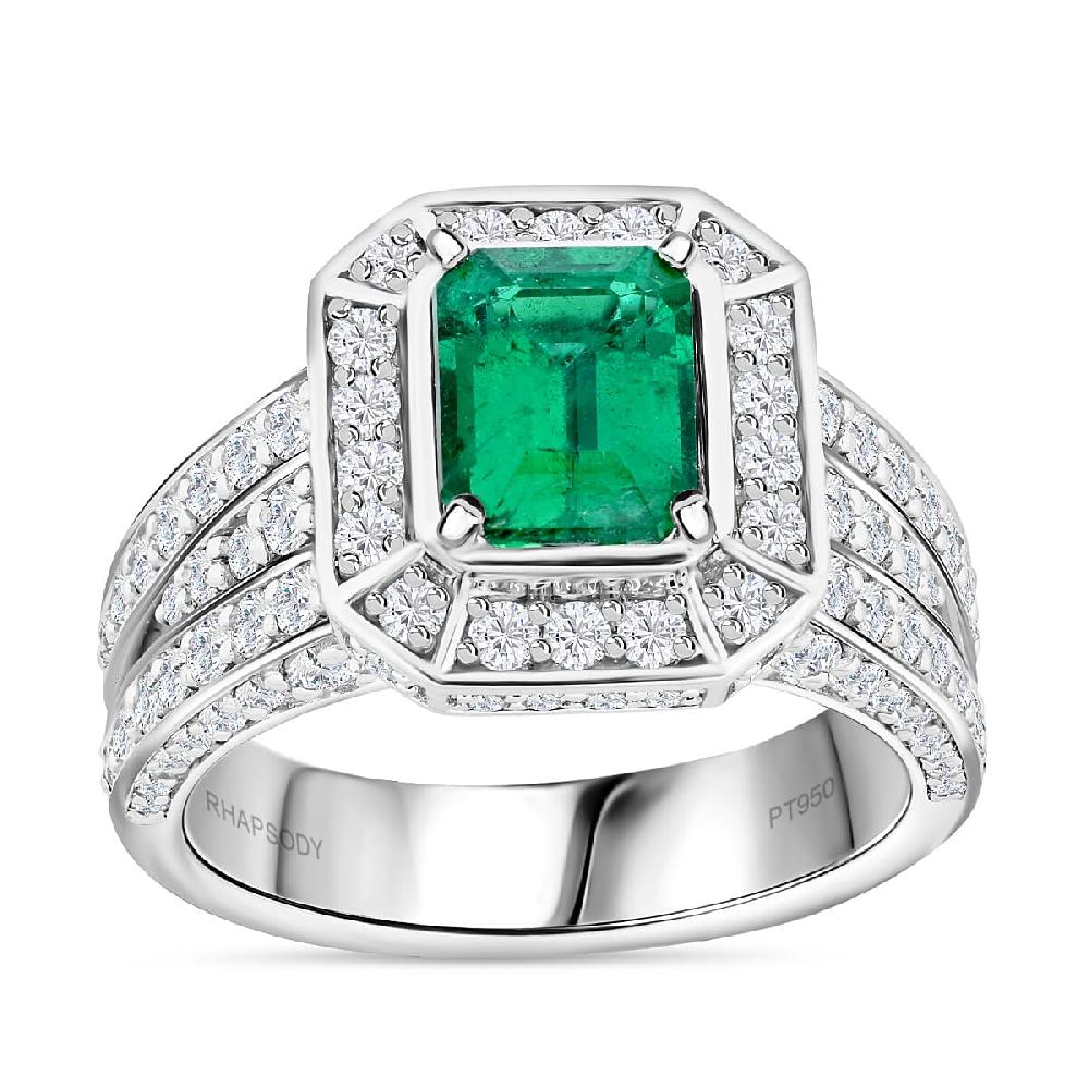 shop lc Chairman Vault Collection Certified & Appraised Rhapsody 950 Platinum AAAA Kagem Zambian Emerald and E-F VS Diamond Ring 15.77 Grams 3.25 ctw