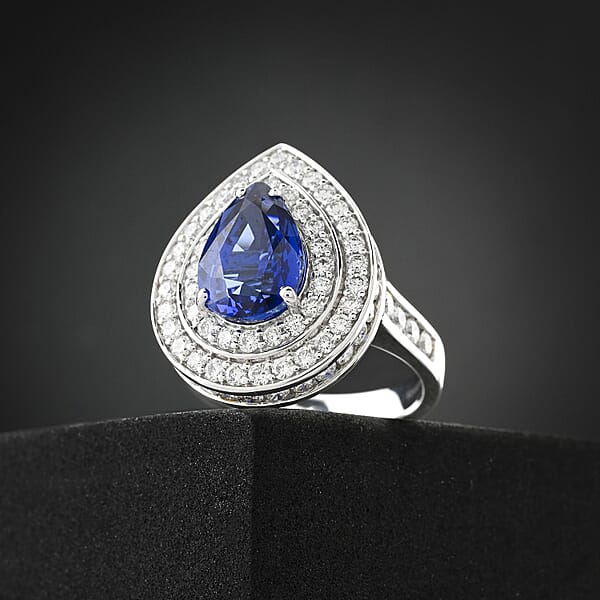 Shop Lc Chairman Vault Collection Certified & Appraised Rhapsody 950 Platinum AAAA Royal Ceylon Sapphire And E-F VS Diamond Ring 10.77 Grams 6.05 Ctw