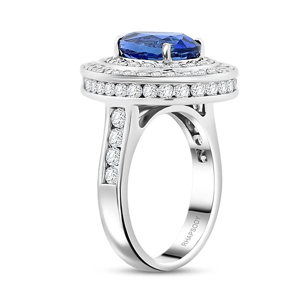 Shop Lc Chairman Vault Collection Certified & Appraised Rhapsody 950 Platinum AAAA Royal Ceylon Sapphire And E-F VS Diamond Ring 10.77 Grams 6.05 Ctw