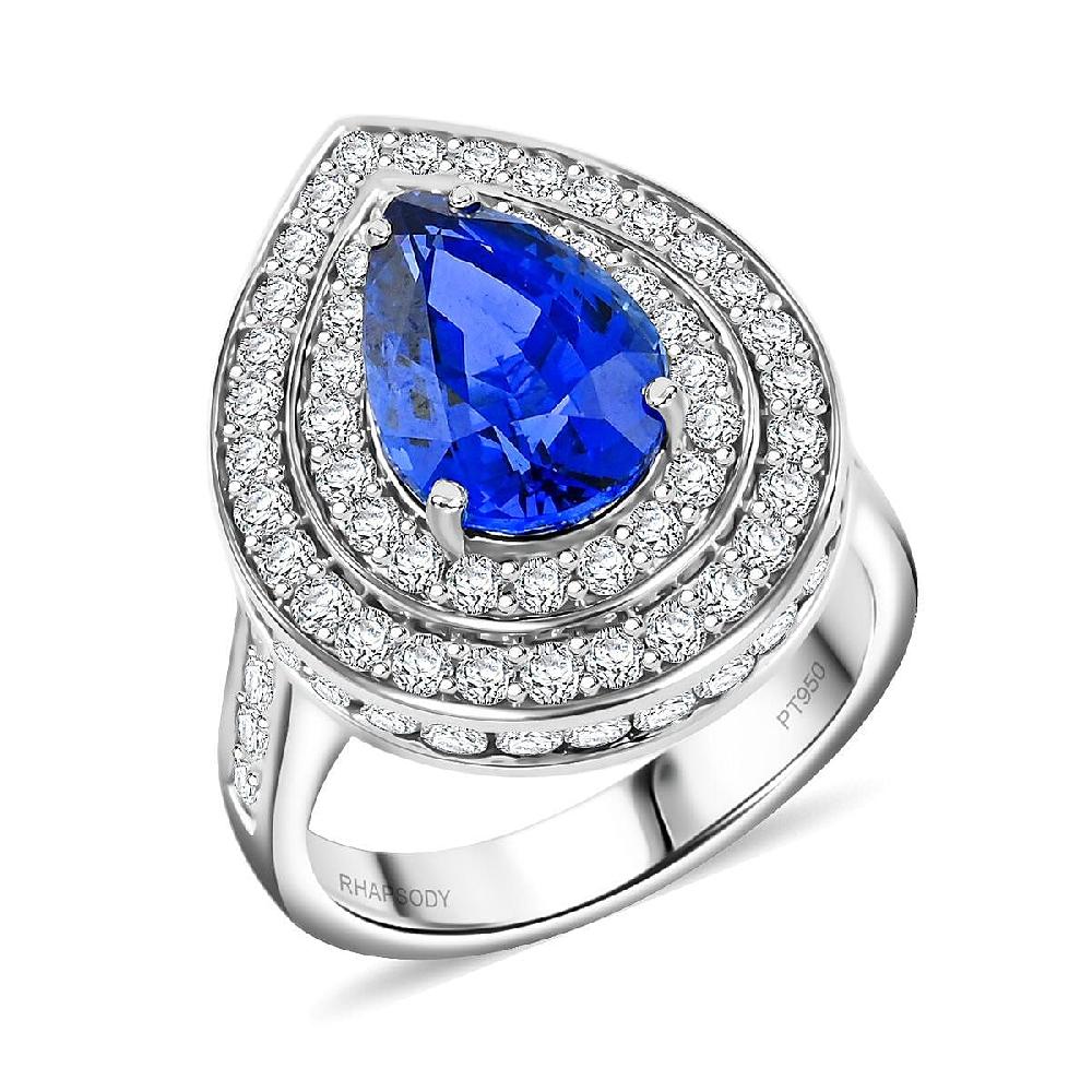 shop lc Chairman Vault Collection Certified & Appraised Rhapsody 950 Platinum AAAA Royal Ceylon Sapphire and E-F VS Diamond Ring 10.77 Grams 6.05 ctw