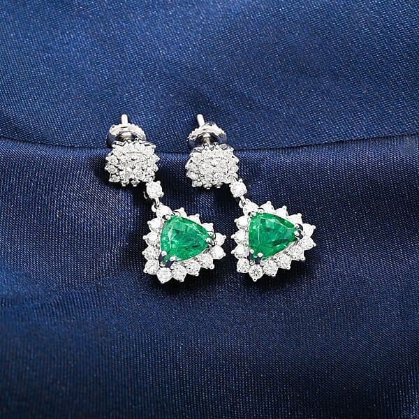 Shop Lc Chairman Vault Collection Certified & Appraised Rhapsody AAAA Kagem Zambian Emerald And E-F VS Diamond 4.05 Ctw Earrings In 950 Platinum 9.93 Grams