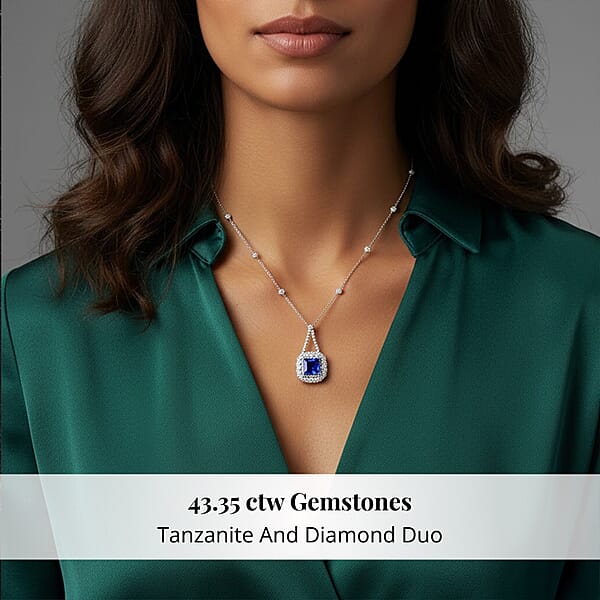 Shop Lc Chairman Vault Collection Certified & Appraised Rhapsody 950 Platinum AAAA Tanzanite And E-F VS Diamond Necklace 18 Inches 39.27 Grams 43.35 Ctw