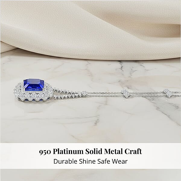 Shop Lc Chairman Vault Collection Certified & Appraised Rhapsody 950 Platinum AAAA Tanzanite And E-F VS Diamond Necklace 18 Inches 39.27 Grams 43.35 Ctw