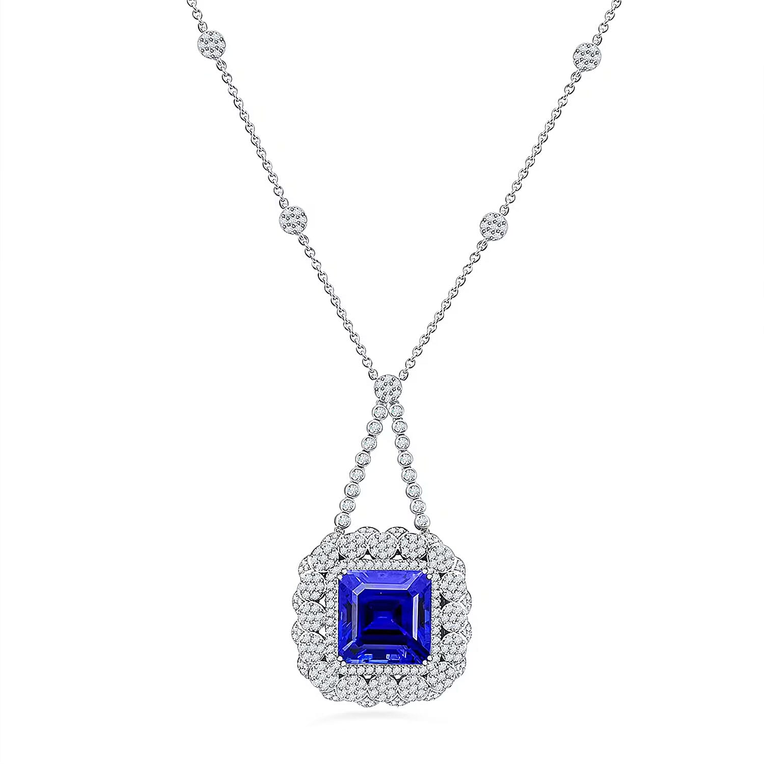 shop lc Chairman Vault Collection Certified & Appraised Rhapsody 950 Platinum AAAA Tanzanite and E-F VS Diamond Necklace 18 Inches 39.27 Grams 43.35 ctw