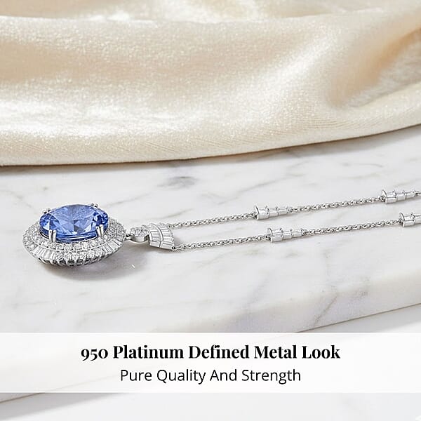 Shop Lc Chairman Vault Collection Certified & Appraised Rhapsody 950 Platinum AAAA Tanzanite And E-F VS Diamond Necklace 18 Inches 26.75 Grams 35.06 Ctw