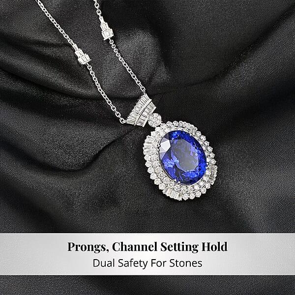 Shop Lc Chairman Vault Collection Certified & Appraised Rhapsody 950 Platinum AAAA Tanzanite And E-F VS Diamond Necklace 18 Inches 26.75 Grams 35.06 Ctw