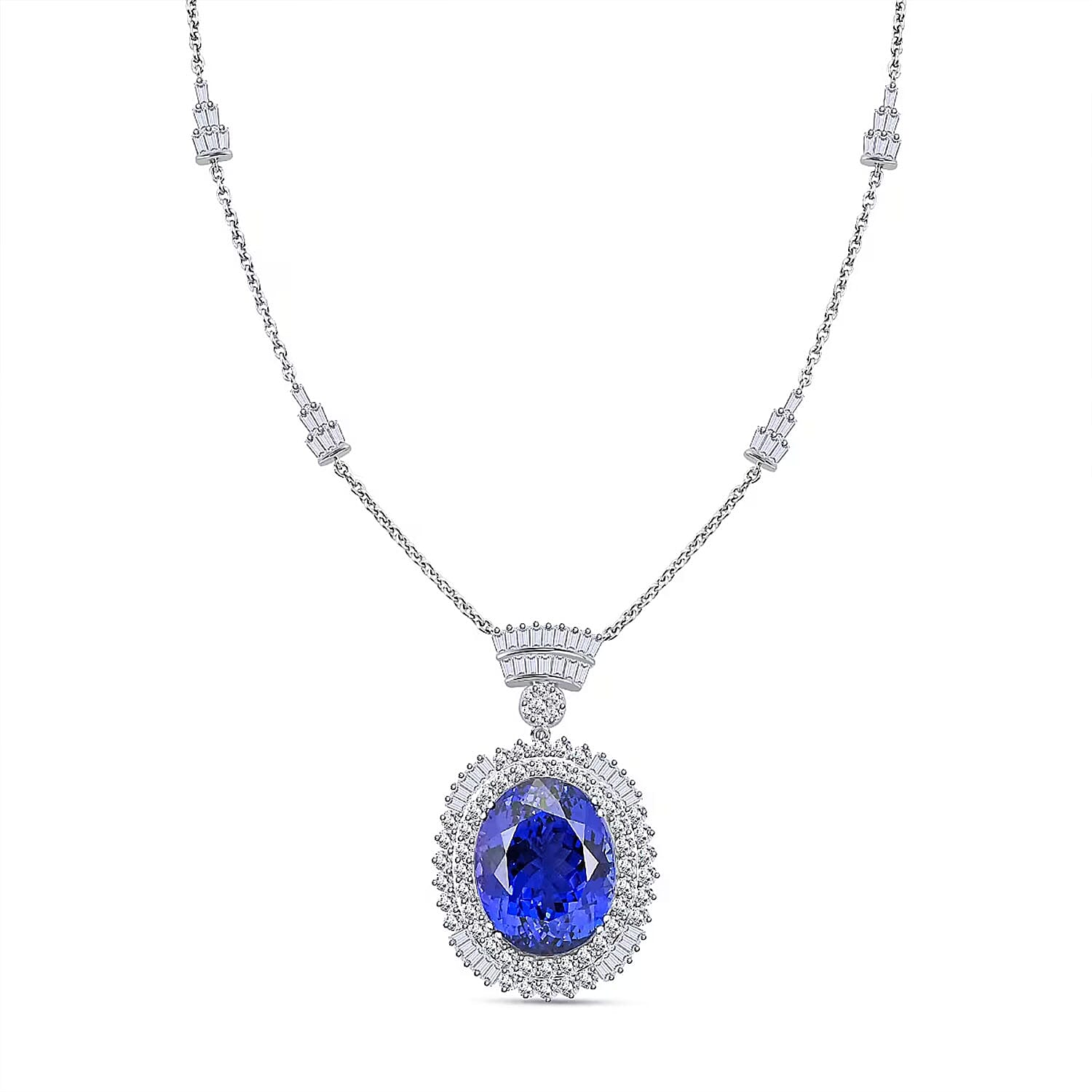 shop lc Chairman Vault Collection Certified & Appraised Rhapsody 950 Platinum AAAA Tanzanite and E-F VS Diamond Necklace 18 Inches 26.75 Grams 35.06 ctw