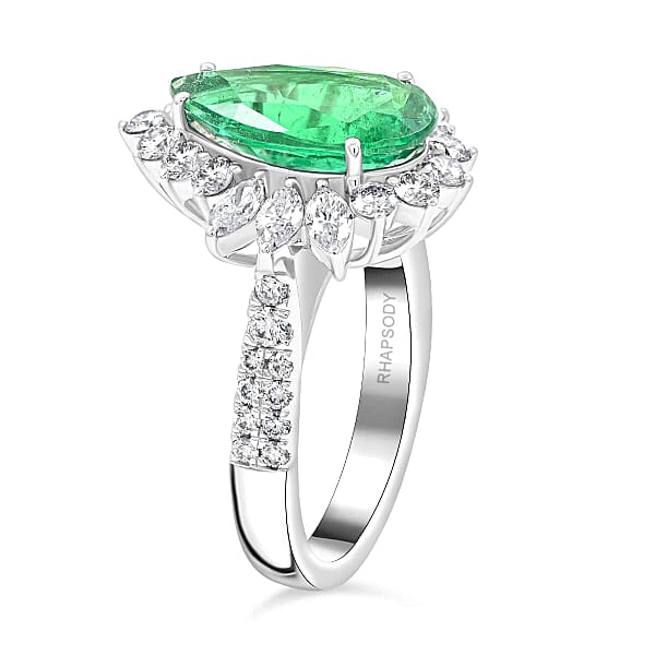 Shop Lc Chairman Vault Collection Certified & Appraised Rhapsody 950 Platinum AAAA Kagem Zambian Emerald And E-F VS Diamond Ring 10.41 Grams 5.26 Ctw