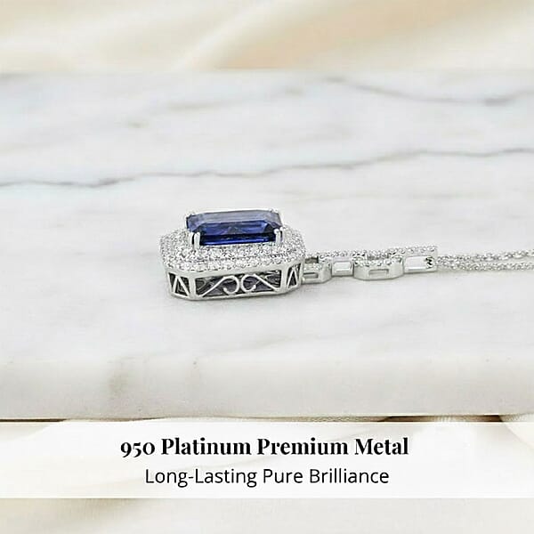 Shop Lc Chairman Vault Collection Certified & Appraised Rhapsody 950 Platinum AAAA Tanzanite And E-F VS Diamond Pendant Necklace 18 Inches 24.80 Grams 24.85 Ctw