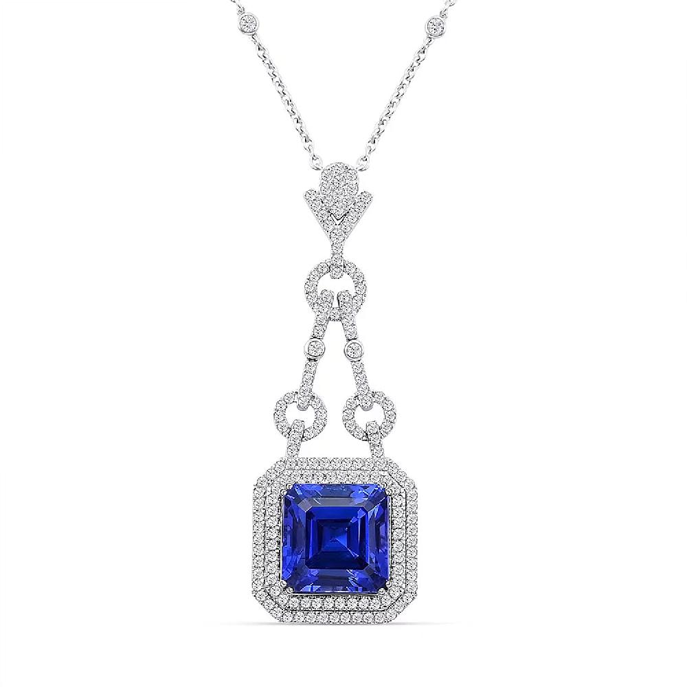 shop lc Chairman Vault Collection Certified & Appraised Rhapsody 950 Platinum AAAA Tanzanite and E-F VS Diamond Pendant Necklace 18 Inches 24.80 Grams 24.85 ctw