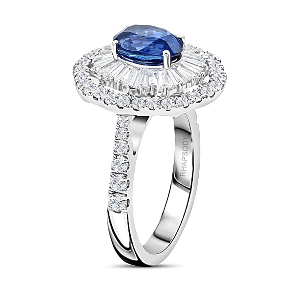 Shop Lc Chairman Vault Collection Certified & Appraised Rhapsody 950 Platinum AAAA Ceylon Blue Sapphire And E-F VS Diamond Ring 8.75 Grams 3.75 Ctw