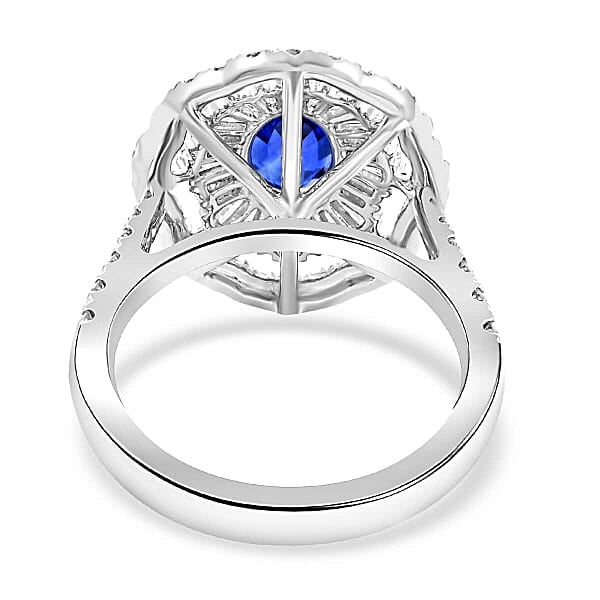 Shop Lc Chairman Vault Collection Certified & Appraised Rhapsody 950 Platinum AAAA Ceylon Blue Sapphire And E-F VS Diamond Ring 8.75 Grams 3.75 Ctw