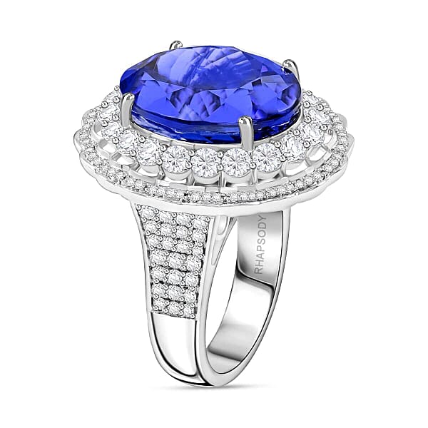 Shop Lc Chairman Vault Collection Certified & Appraised Rhapsody 950 Platinum AAAA Tanzanite And E-F VS Diamond Ring 19.90 Grams 19.61 Ctw