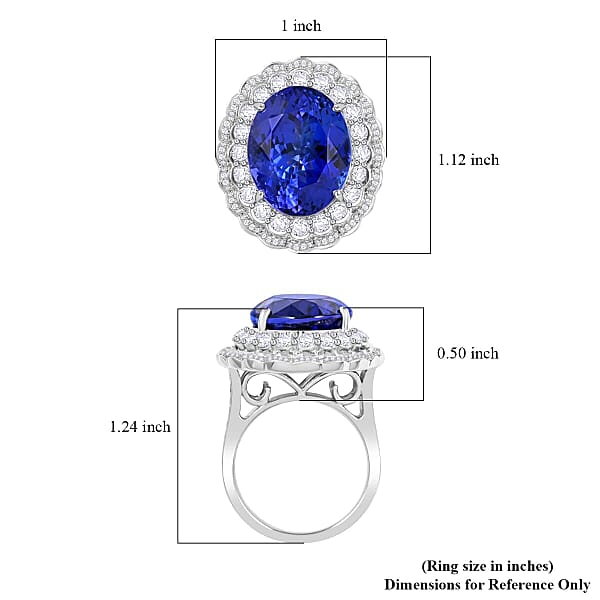 Shop Lc Chairman Vault Collection Certified & Appraised Rhapsody 950 Platinum AAAA Tanzanite And E-F VS Diamond Ring 19.90 Grams 19.61 Ctw